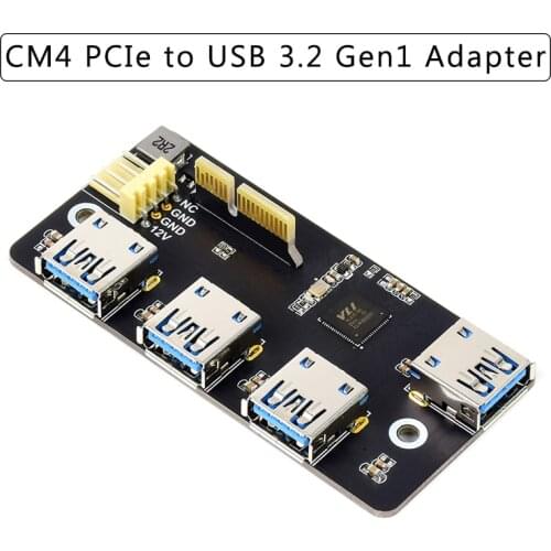 PCIe to USB 3.2 Gen1 Adapter for Raspberry Pi Compute Module 4 IO Board with 4 High Speed USB Port LV805 Chip for CM4