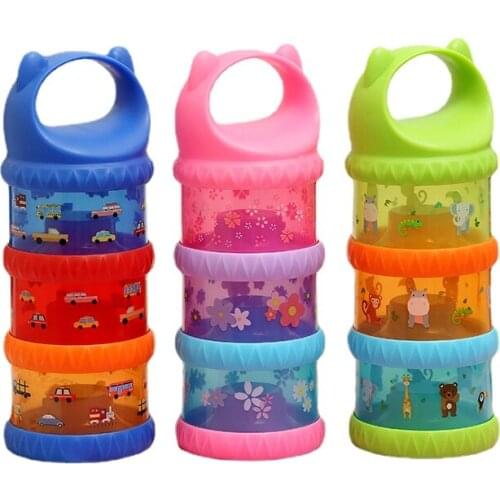 Baby milk powder box portable out large-capacity three-layer compartment storage tank sealed complementary food milk powder box