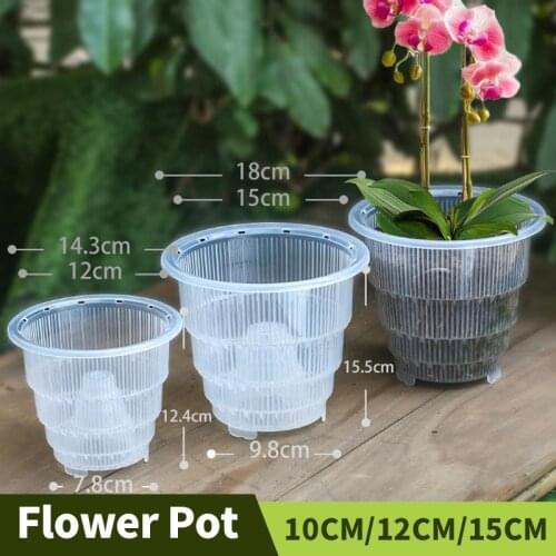 10/12/15CM Transparent Orchid Flower Pot Polyresin Breathable Root Control Nursery Pots Garden Planter Tools Seeding Pots