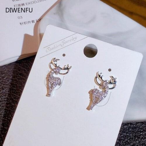 S925 Sterling Silver Diamond Stud Earrings for Girl 2020 Ethnic cute Animal Fawn Gift Jewelry Wedding Silver Earrings for Women