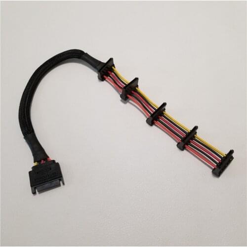 10pcs/lot Power Extension SATA Cable 15Pin 1 to 5 Splitter Hard Drive Assemble Cable Wire 40cm