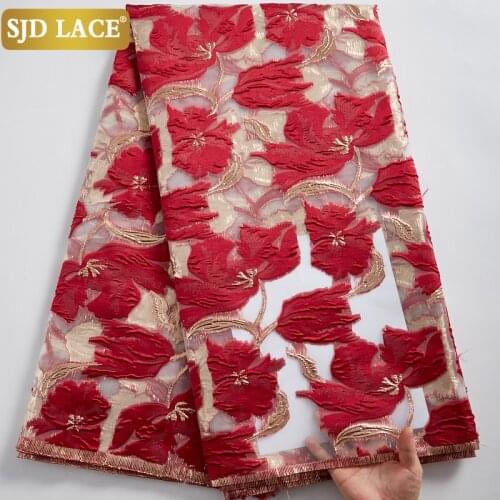 SJD LACE 5Yards Bridal Material African Gild Lace Fabric 2021Fashion French Jacquard Lace Fabric Brocade Tissue For WeddingA2392