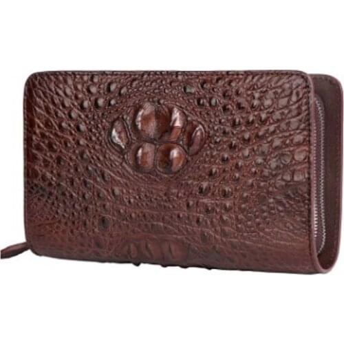 LINSHE crocodile men bag Double zipper long bags new me crocodile leather large capacity business men clutch bag