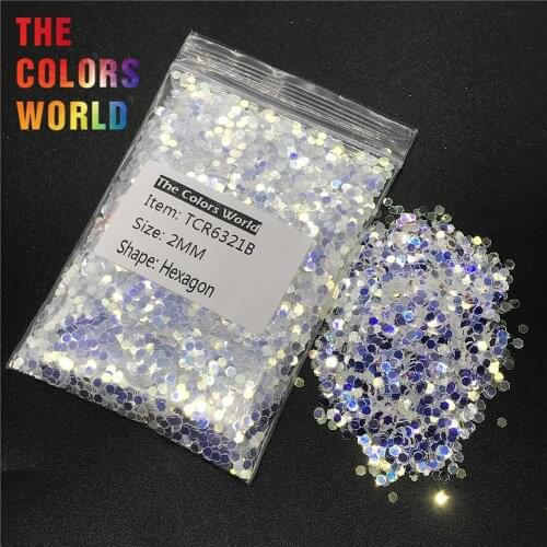 TCR6321B White Iridescent Rainbow Hexagon Shape Nails Glitter Nail Art Decoration Face Glitter Eye Shadow Makeup Face Paint DIY