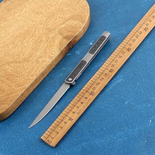 Outdoor Tactical Survival Titanium Pocket Knife S90V Carbon Fiber Folding Rescue Self-defense Hunting 60 HRC Kitchen Knife EDC