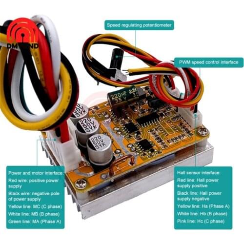 BLDC Three-Phase Brushless (With Hall) Motor Controller Brushless Sensor Motor Driver DC5V-35V 15A 350W