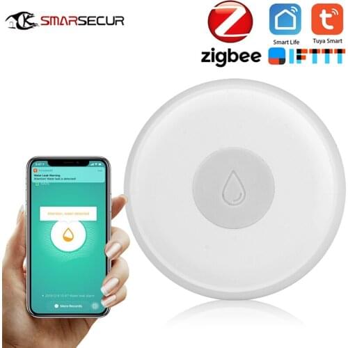 Tuya Zigbee Smart Home Water Leak Sensor Wireless Flooding Detector Leakage Detection Water Level Overflow Alert APP Control