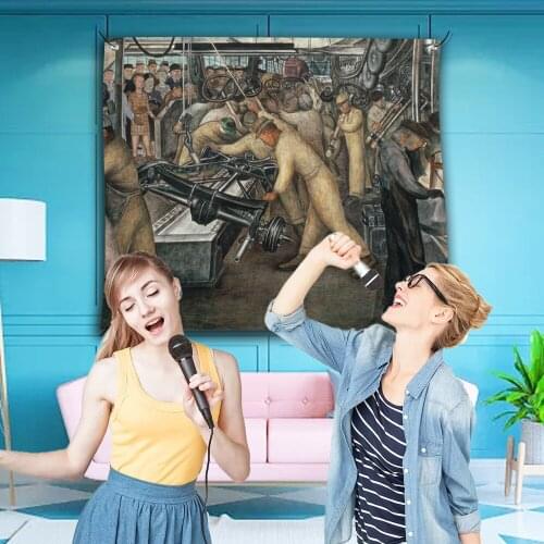 Vintage Tapestry Industrial Revolution Wall Decor Tapestry for Office Hanging Production Line Tapestries Detroit Mural