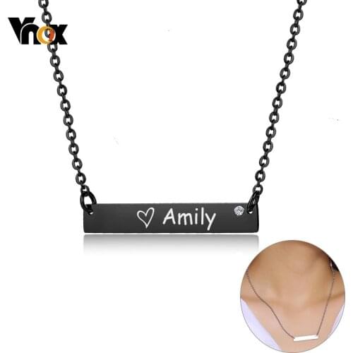 Vnox Personalize Name Elegant Women Choker Custom Bar Necklace Lady Party Jewelry
