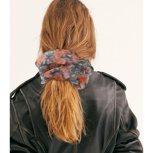 Ins Oversized Organza Scrunchies Women Floral Scrunchie Elastic Hair Bands Girls Headwear Rubber Hair Ties Big Ponytail Holder