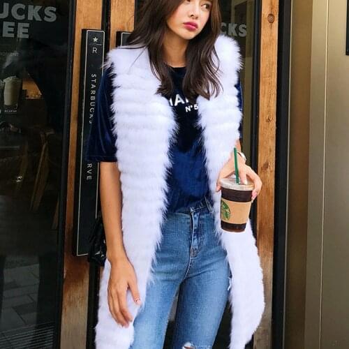 Winter Fashion Warm Real Fox Fur Vest Coats Women Clothes Sleeveless Slim Long Vests Jacket Manteau Femme Hiver ZL600
