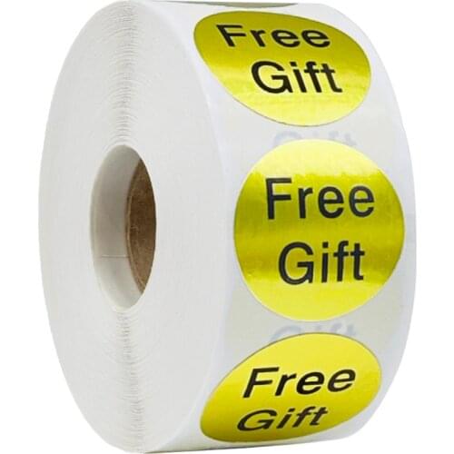 500 Pcs/Roll Gold “Free Gift” Decor Stickers 1 Inch Thank You Adhesive Labels For Gift Notebooks Seal Labels Stationery Stickers