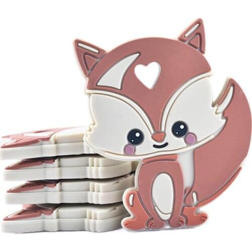1 PC Baby Teether Tiny Rod Food Grade Silicone Teething For Baby Teeth Cartoon Fox Animals Shape Silicone Teether