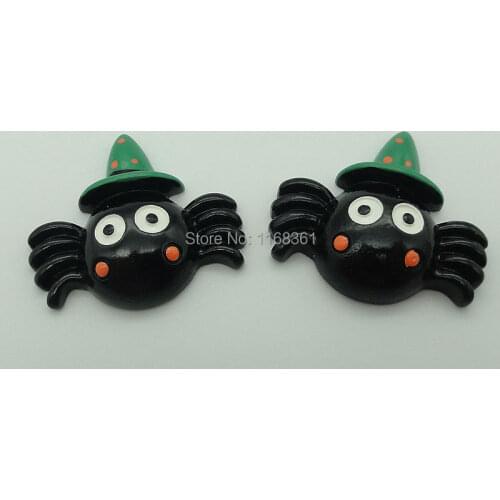1pcs/lot resin flat back Halloween turquoise spider 31mm Cabochons Scrapbooking Hair Bow Center DIY Christmas decration C105-9