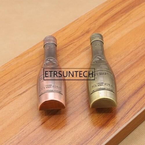 100pcs Vintage Alloy Wine Bottle Shape Door Cupboard Knob Drawer Pull Handle Kitchen Door Wardrobe Hardware Knobs