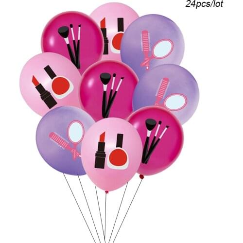 12Pcs/lot Makeup Birthday Balloons Lipstick Eyeshadow Ballons Pink Number Foil Balloons for Baby Girls Birthday Party Decor
