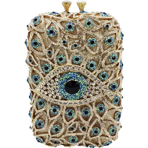 19x13CM Clutch Bags Dinner Bag With Diamond Eye Banquet Bag Devils Eye With Rhinestone Hand Women a6614