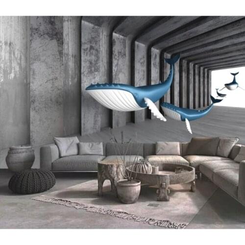 Custom size 3D visual extension space mural restaurant wallpaper industrial style simple sketch geometric living room bedroom