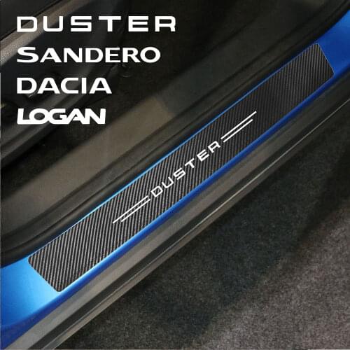4pcs Car Tuning Sticker Door Carbon Leather Fiber Sill Plate For Dacia Duster 1.0 Tce GPL Sandero Xplore Stepway Logan