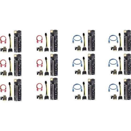 6Pcs PCI-E Riser 009S Plus Card PCIE PCI E Extender GPU X16 USB 3.0 to 6Pin Adapter Cable Riser for Video Card Mining