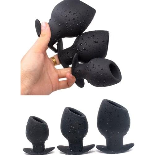 Hollow Cup Anal Plug 18 Male and Female Masturbation Anal Spying Silicone Anal Plug Anal Dilator Extra Large Adult Sex Toys