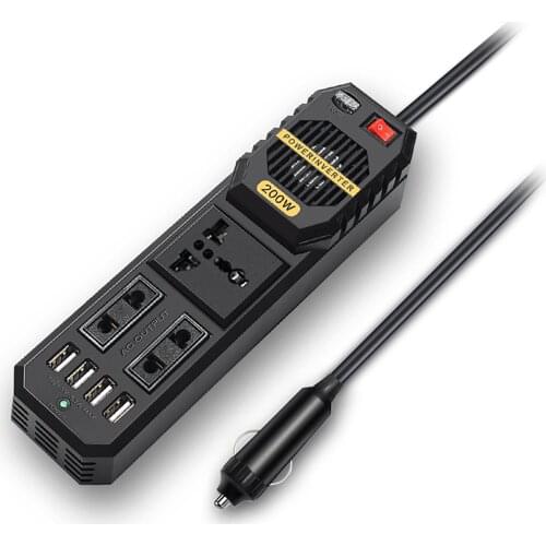 200W Car Power Inverter 12V To 220V Mini Multi-plug Lower Noise Car Inverter