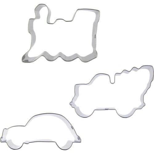 Big Train Head, Antique Cars, Dumpers shapes 3 piece biscuit cutting molds, baking tools, cake decorating soft candy tools