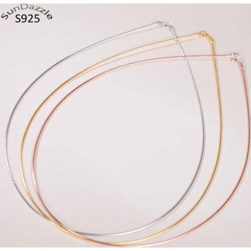 Genuine Real Pure Solid 925 Sterling Silver Necklace for Women Punk Rock Rose Gold Snake Chains Jewelry Female Necklaces