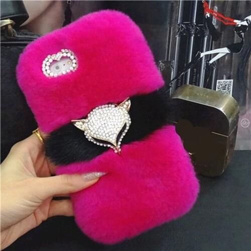 Rabbit fur diamond fox phone case cover for iPhone 6 6s 7 8 plus X XS max XR for Samsung galaxy s6 s7 edge s8 s9 plus note 8 9