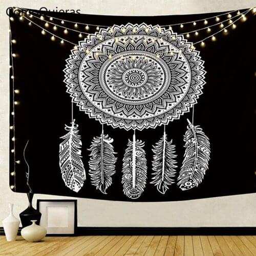 Black White Hanging Cloth Wall Decor Mandala Tapestry Wall Hanging Cloth Camping Travel Mattress Bohemian Sleeping Pad Tapestry
