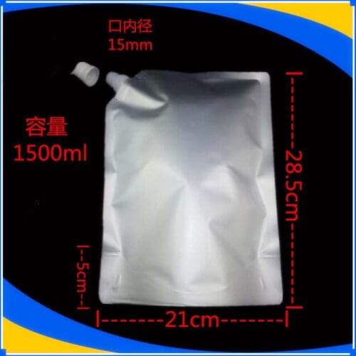 DHL 21*28cm 1500ml 100Pcs/ Lot Drinking Liquid Doypack Pure Mylar Storage Bag Jelly Milk Stand Up Aluminum Foil Spout Pouch