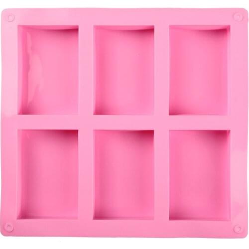 6 Cavities Rectangular Silicone Soap Mold Cake Chocolate and Sap Making Mould Home DIY Soap Wax Craft Cake Baking Molds