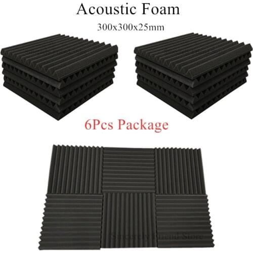 6Pcs Sound Foam Sponge Studio Acoustic Foam Soundproofing Protective Sponge Soundproof Absorption Treatment Panel Music Room KTV