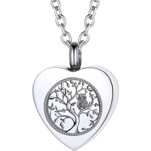 Tree Of Life Cremation Urn Necklace Pendant Ashes Souvenir Stainless Steel Commemorative Ashes Pendant Necklace Unisex