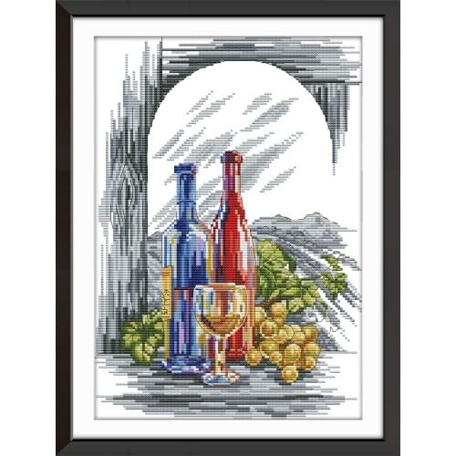 Joy Sunday Wine Chinese Cross Stitch Kits Ecological Cotton Clear Stamped Printed 11CT DIY Christmas Decorations Gift For Home
