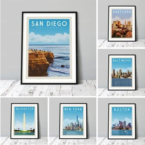 No Frame Picture HD Print Modular River Boat Canvas Poster Nordic City Building Scenery Painting Home Wall Art Living Room Decor