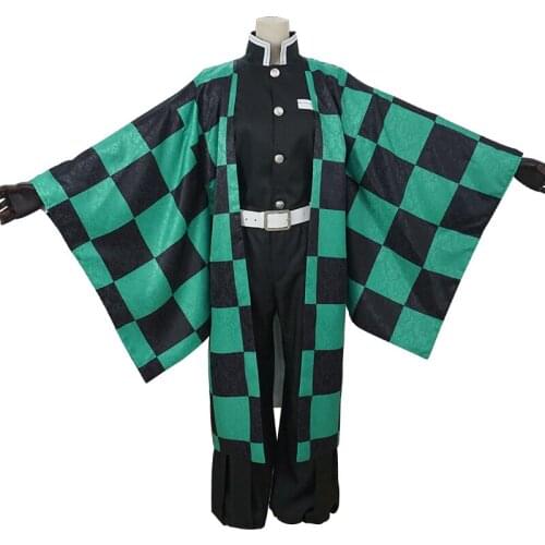 Game Demon Slayer Cosplay Costumes Kamado Tanjirou Cosplay Costume Uniforms Clothes Suits Coats Black Samurai clothes garments