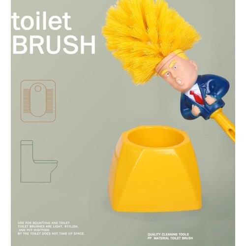 Creative Trump Toilet Brush Holder Donald Trump Head Silicone Bathroom WC Cleaning Brushes Set Cleaning Supplies