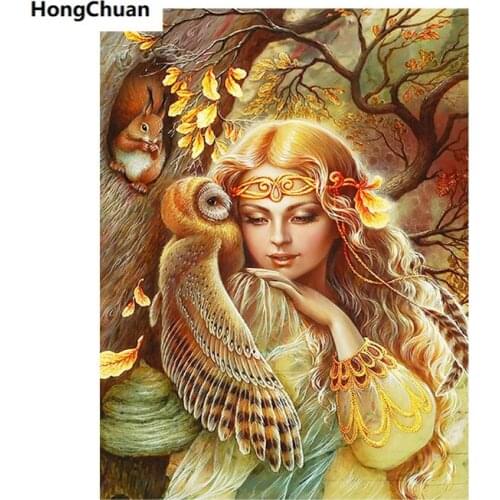 Small animal cute tribal girl 5D square/round diamondembroidery mosaiccross diamond painting homedecoration mural new year gift