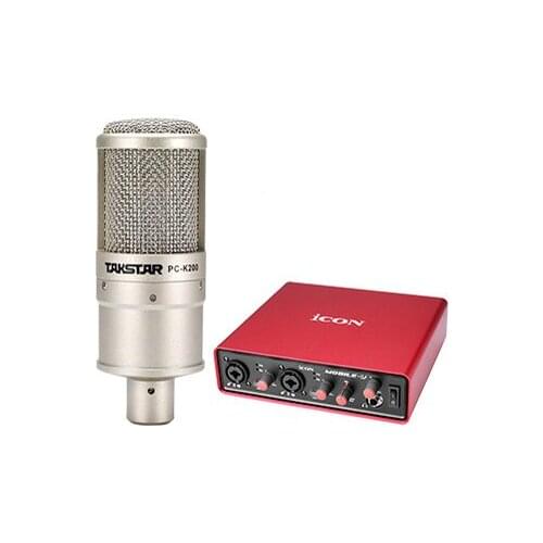 Takstar PC-K200 Recording Microphone with ICON Mobile U Sound card for Internet karaoke, personal recording, studio recording