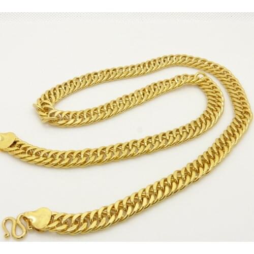 Double Curb Chain Solid Yellow Gold Filled Mens Necklace Chain 24in