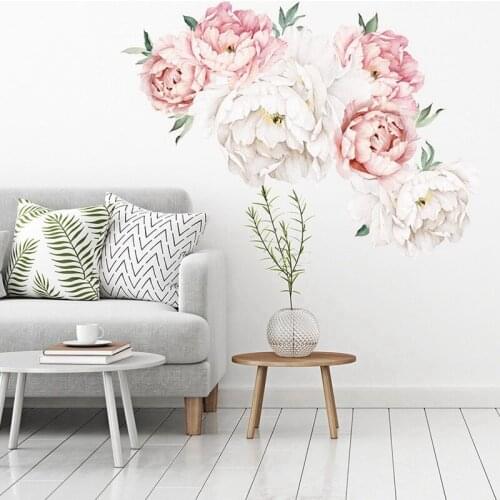 Flowers Wall Sticker Peony Rose Waterproof PVC Wall Decal For Sofa Background Living Room Bedroom Home Decor Wall Sticker Mural