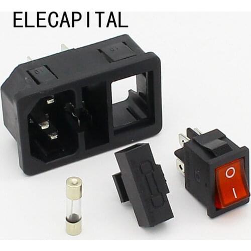 NEW HIGH QUALITY Red Light Power Rocker Switch Fused IEC 320 C14 Inlet Power Socket Fuse Switch Connector Plug 10A 250V B2C