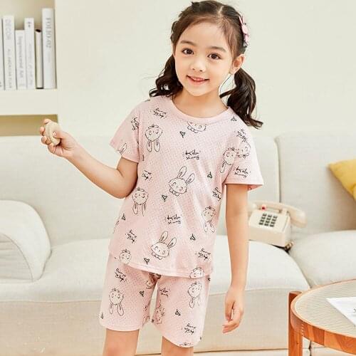 Baby Girls Rabbit Pajamas Set Children Sleepwear Kids Piajams Boys Pyjamas 2021 new Summer Breathable Cool Clothing Sets