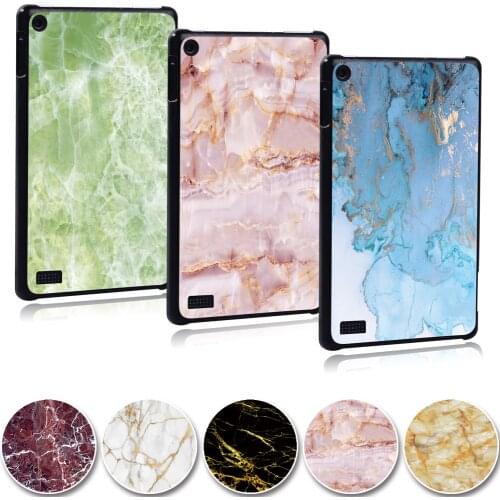 KK&LL For Amazon Fire 7 (5/7/9th Gen,2015 2017 2019 Release) With Alexa -tablet PC Plastic marble pattern Slim Stand Case Cover