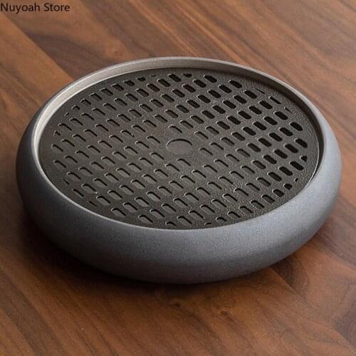 Retro Tea Tray Household Water Storage Type Dry Tea Tray Ceramic Tea Set Tray Simple Retro Tea Table Decoration Accessories