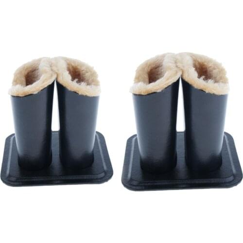 2 Pieces PU Leather Plush Lined Eyeglass Holder Stand - Double Head Design to Hold Two Glasses, Anti-Scratch