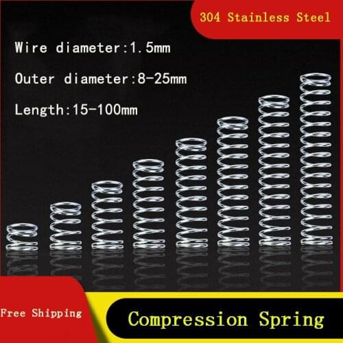 Stainless Steel Compression Spring 304 SUS Compressed Spring Wire Diameter 1.5mm Y-Type Rotor Return Spring 10PCS