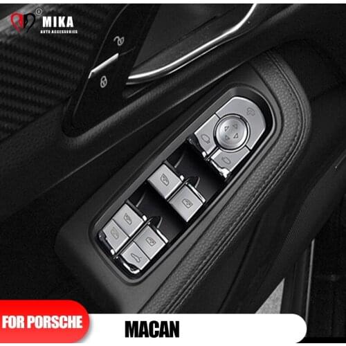 Car Window Lifer Control Frame Switches Button Panel Trim Cover Sticker Decoration Auto Interior Accessories For Porsche Macan