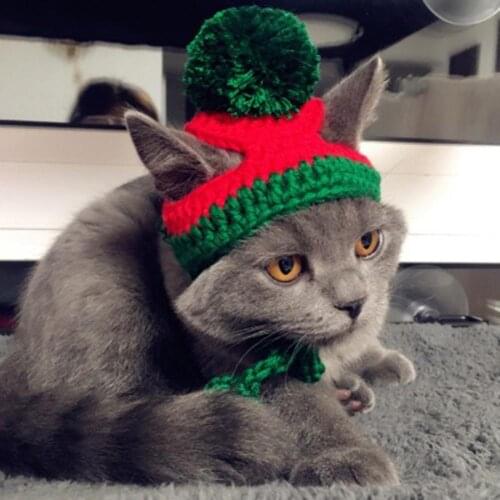 Christmas Ball Knitted Hat Puppy Halloween Cosplay Pet Cat Dog Supplies